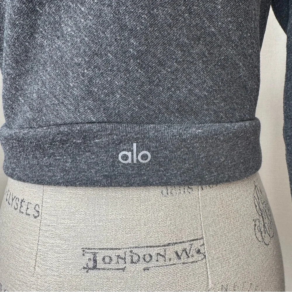 ALO yoga Soleil cropped turtleneck XS charcoal fleece - Picture 5 of 9